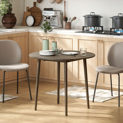 Folding Dining Table for 4, Round Drop Leaf Table, Modern Space Saving Small Kitchen Table with Wood Legs for Dining Room