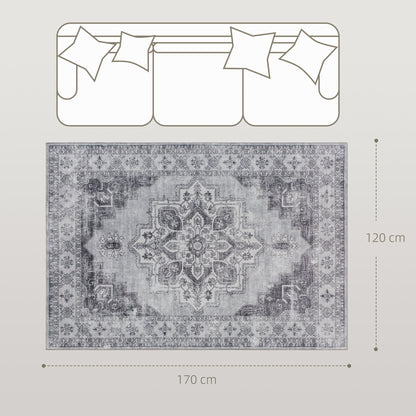 Vintage Area Rug, Non-Slip Washable Rug, Flannel Floor Carpet for Living Room, Bedroom, Dining Room, Home Office
