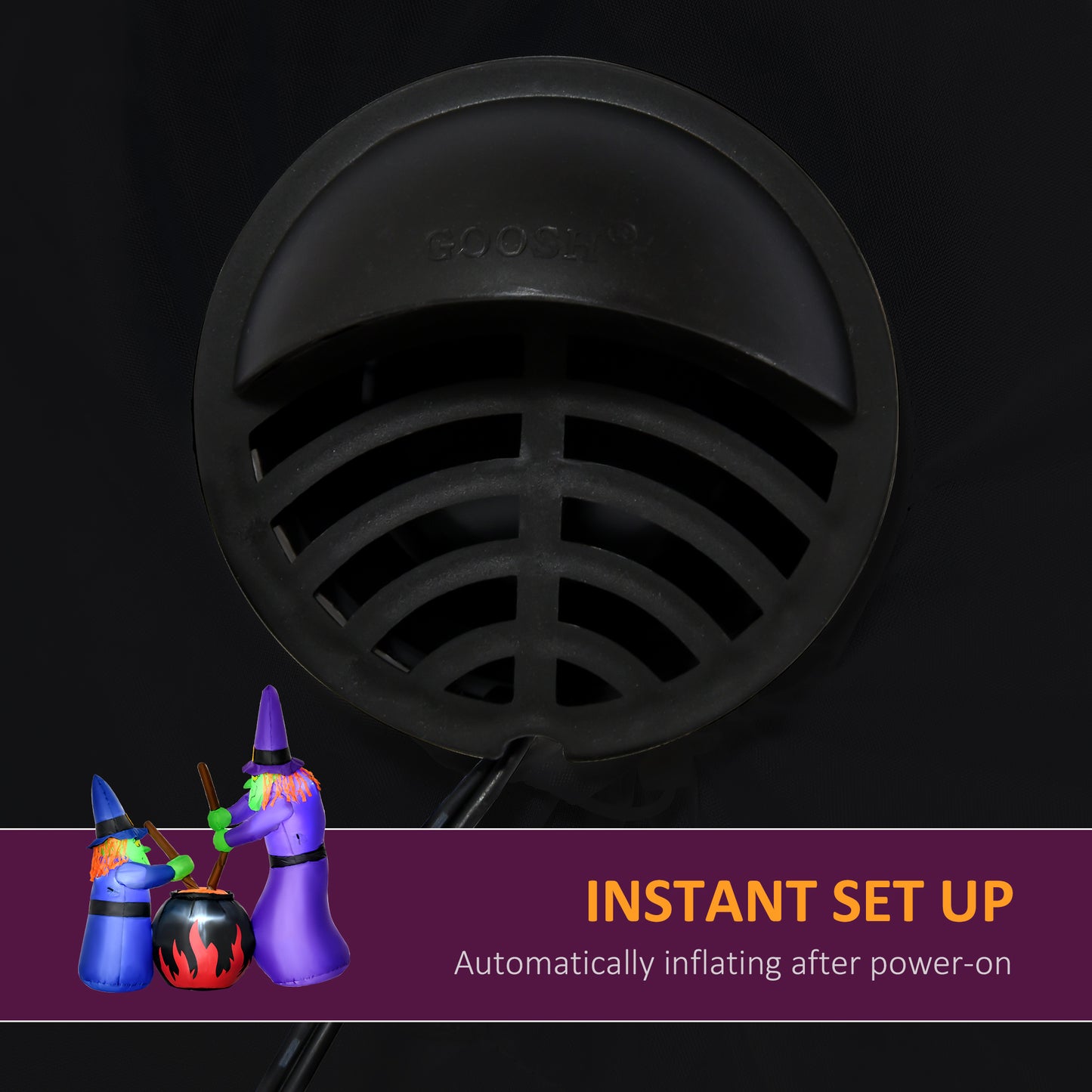 1.8m Inflatable Halloween Lawn Decoration with LED Witches Around A Black Cauldron Outdoor Air Blown Holiday Décor
