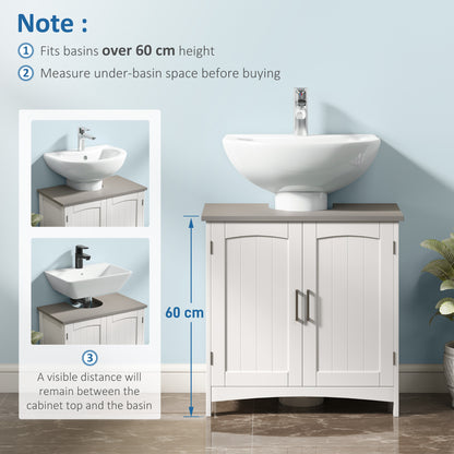 Pedestal Under Sink Cabinet with Double Doors, Modern Bathroom Vanity Unit, Storage Cupboard with Adjustable Shelves, White