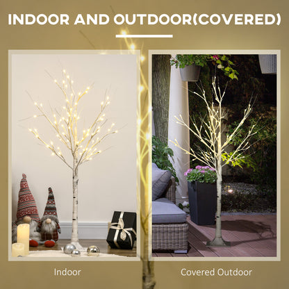 4ft Artificial White Birch Tree Light with Warm White Pre-Lit LED Light for Indoor and Covered Outdoor Use
