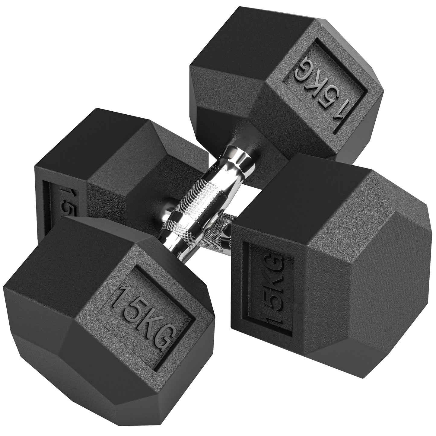 2x15KG Rubber Hex Dumbbell Portable Hand Weights Dumbbell Home Gym