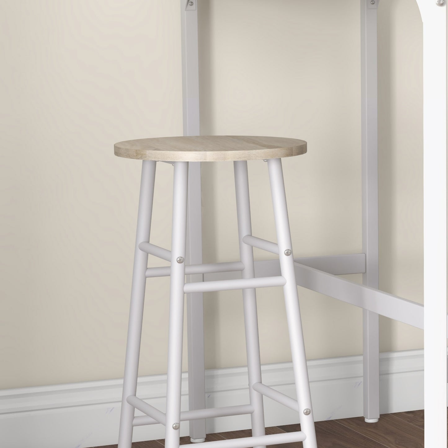 3 Piece Bar Table Set with 2 Stools, Industrial Bar Table and Stool, Dining Table and Chair, Oak