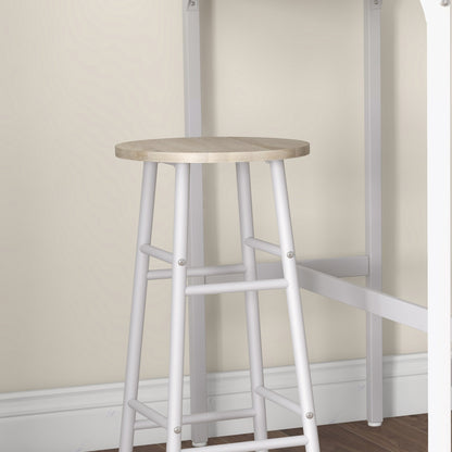 3 Piece Bar Table Set with 2 Stools, Industrial Bar Table and Stool, Dining Table and Chair, Oak