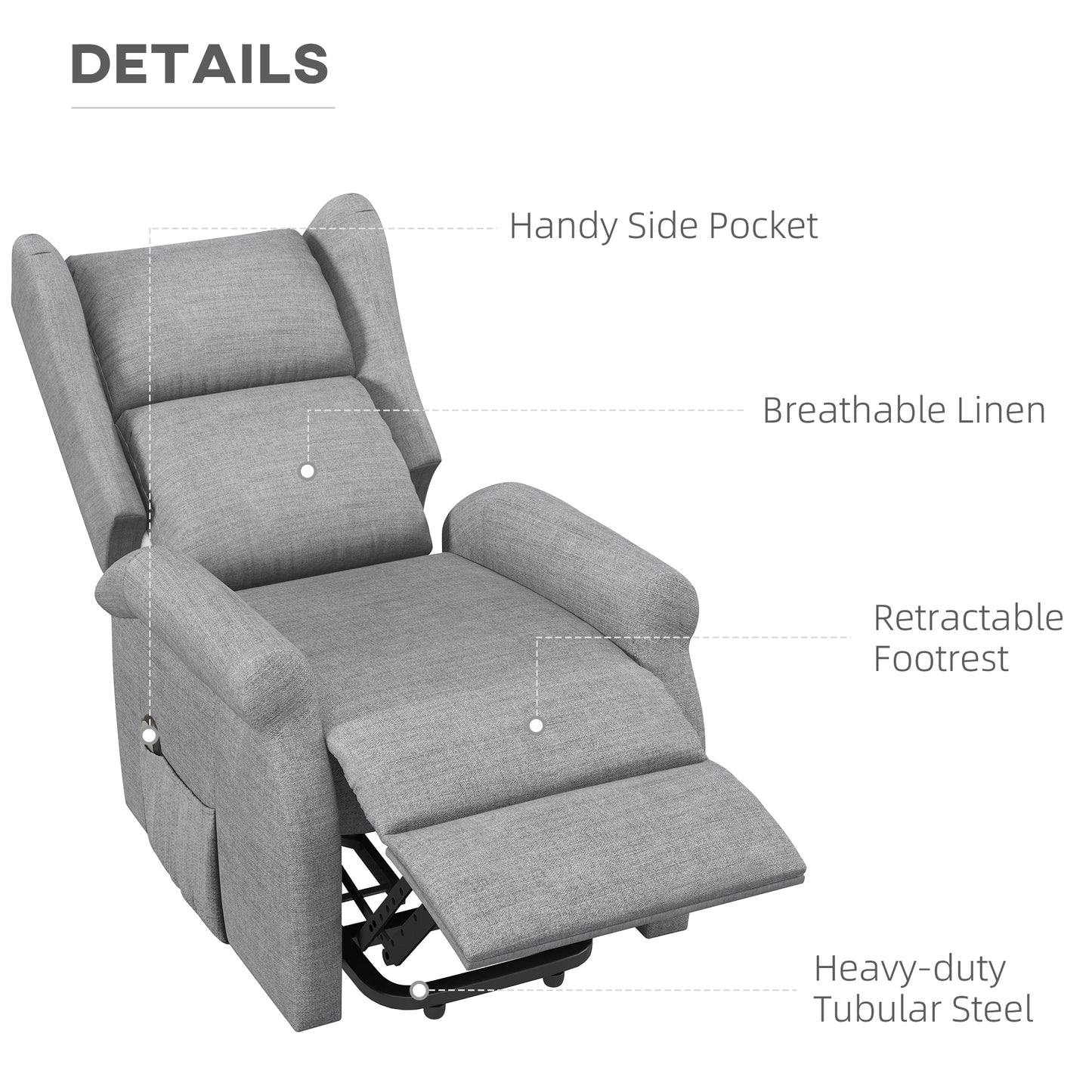 Power Lift Recliner Armchair, Electric Lift Chair for Elderly, Fabric Riser and Reclining Chair with Remote Control