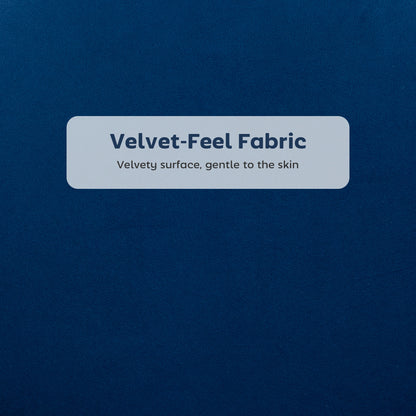 Set of Two Velvet-Feel Lotus Bar Stools - Dark Blue