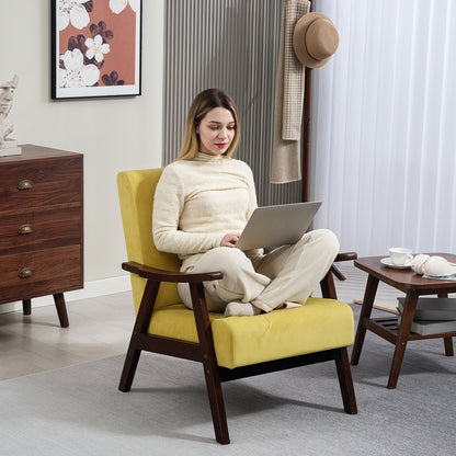 Nordic Accent Chair, Upholstered Velvet Armchair with Solid Wood Frame and Soft Thick Padded for Living Room, Bedroom