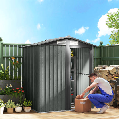 4.3 x 5ft Outdoor Garden Storage Shed - Grey Wood Effect