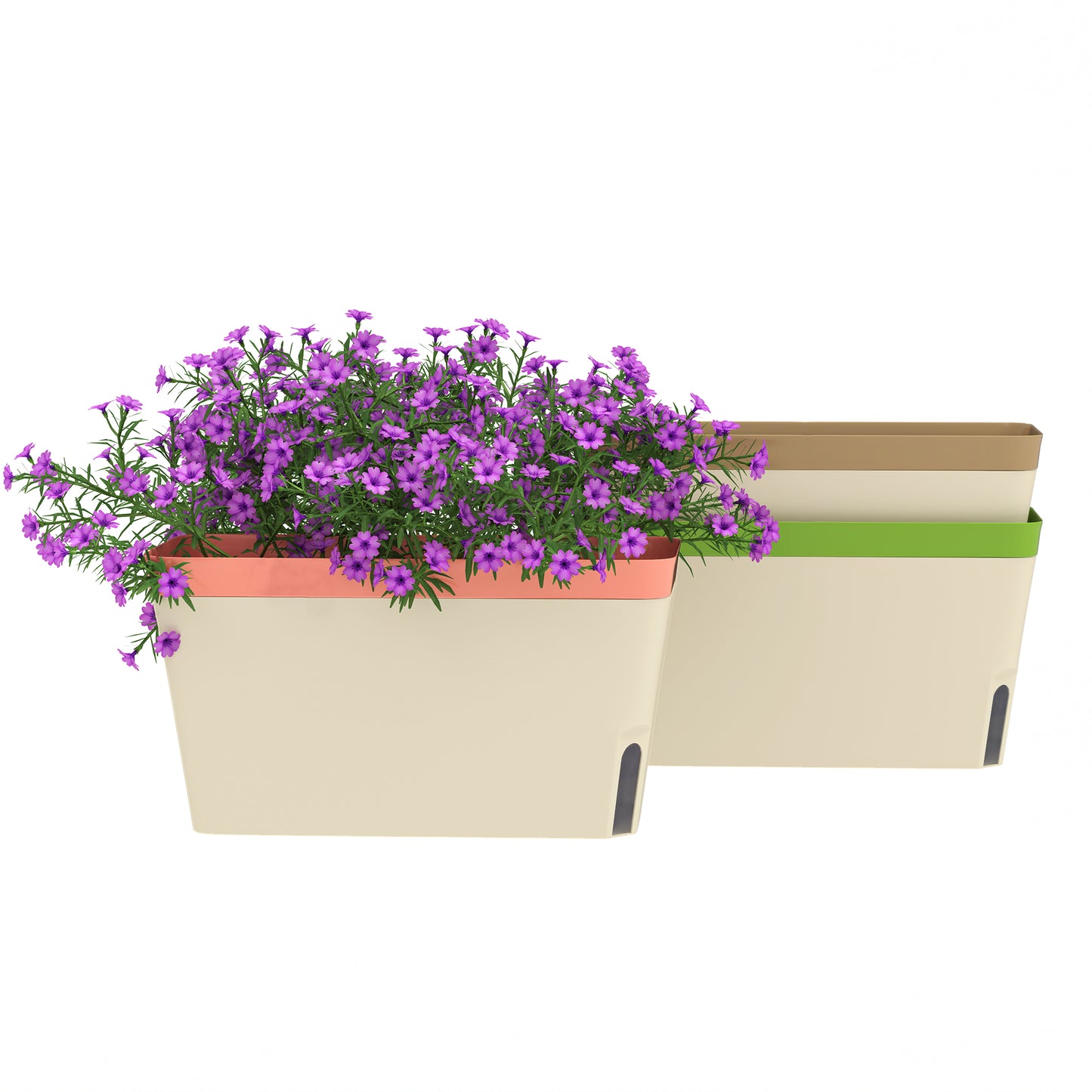 Set of 3 Self Watering Plant Pots Outdoor, 27cm Rectangular Garden Planters with Visual Water Level Window