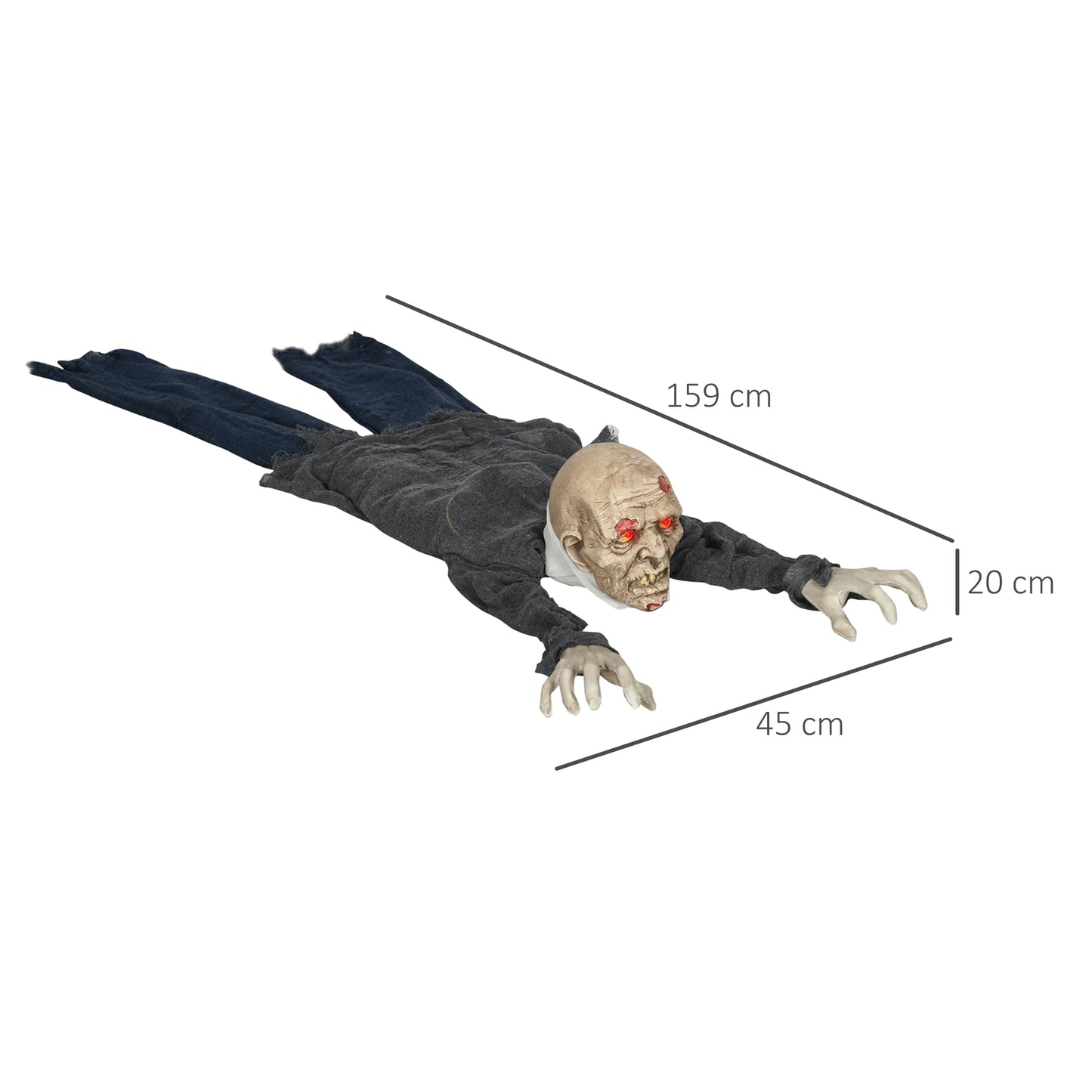 5.2ft Life Size Outdoor Halloween Decoration Crawling Zombie, Animated Prop Decor with Sound and Motion Activated