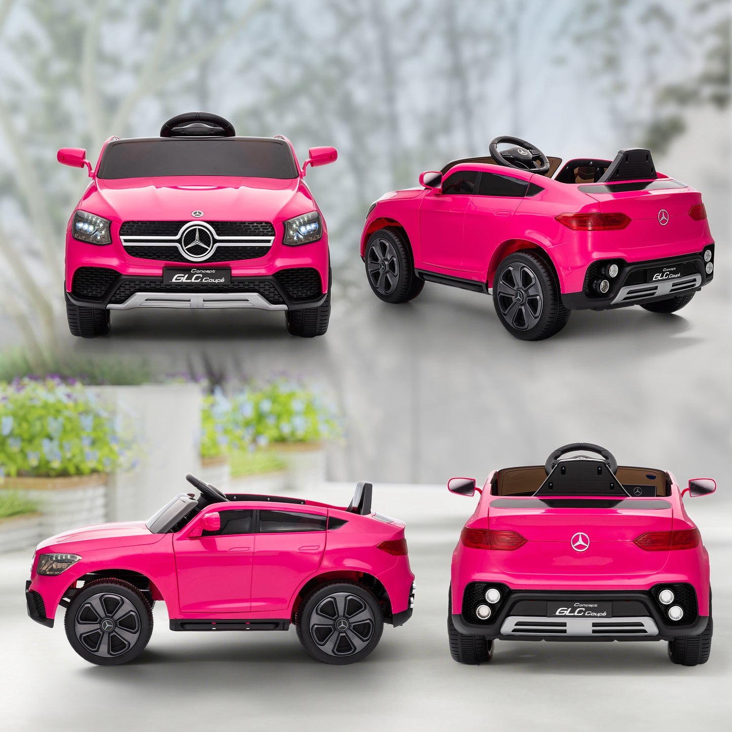 Mercedes-Benz GLC Licensed Kids Ride on Car with Remote Control, Soft Start, MP3, LED Headlights, Pink