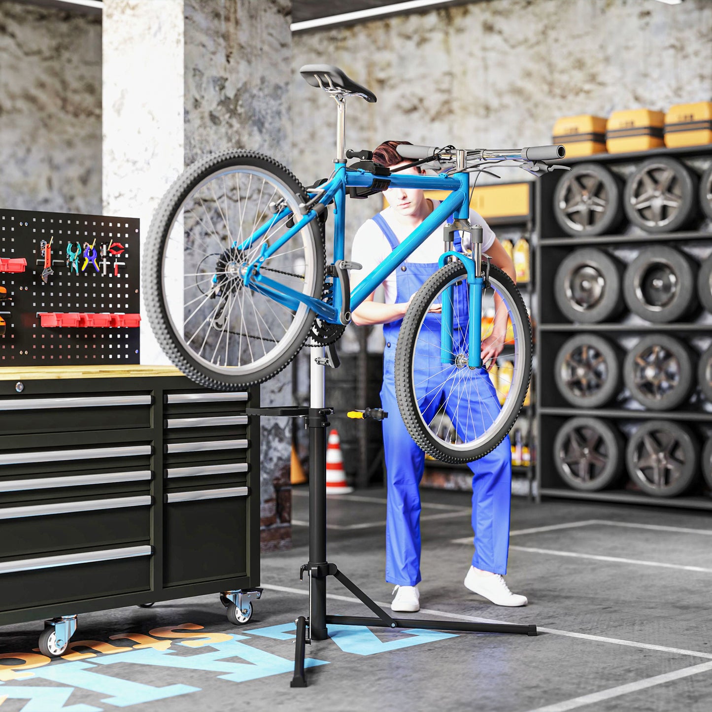 Bike Repair Stand, Max Load 40kg, Foldable, Height Adjustable, for Road Bike, Mountain Bike, E-bike