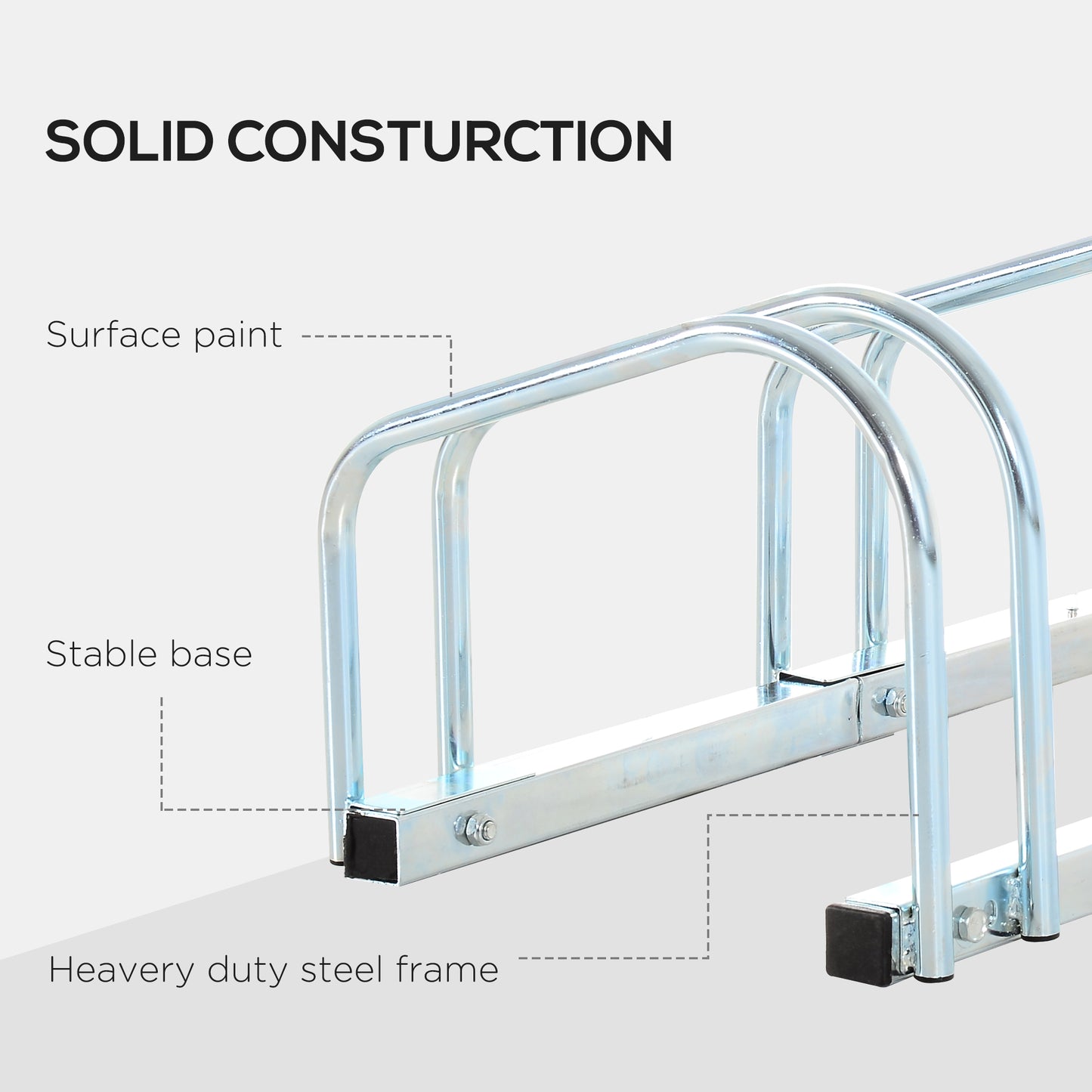 Bike Stand Parking Rack Floor or Wall Mount Bicycle Cycle Storage Locking Stand 110L x 33W x 27H (4 Racks, Silver)