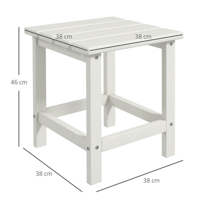 Square Coffee Table, HDPE Tabletop and Frame for Porch, Garden, Side Table, 38 x 38 x 46 cm, White
