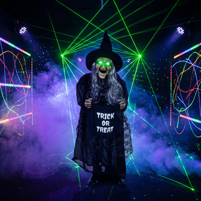 94cm Animated Witch Halloween Decoration, Scary Halloween Animatronics Decor with Sound Touch Activated & Light Up Eyes