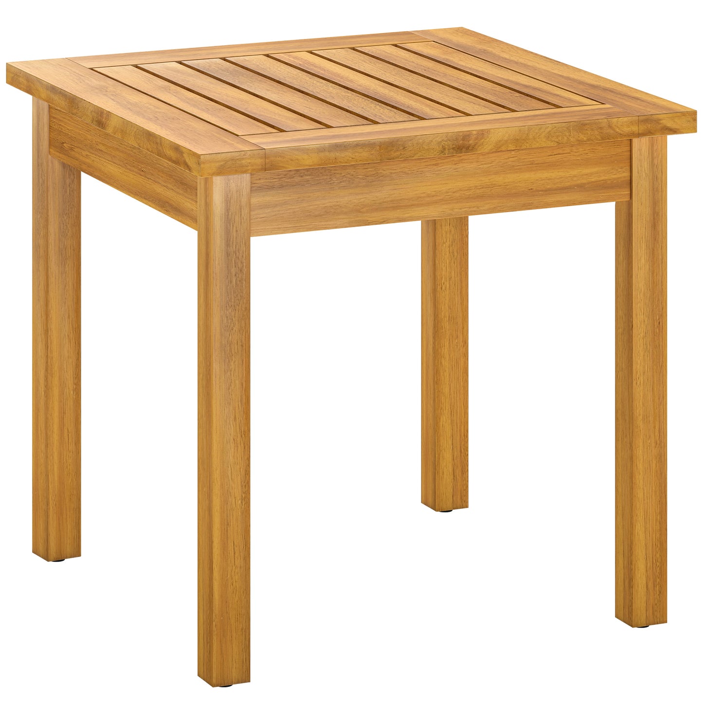 Coffee Table Fully Assembled Patio Side Table Slatted Top Solid Acacia Wood for Indoor Outdoor Natural Wood