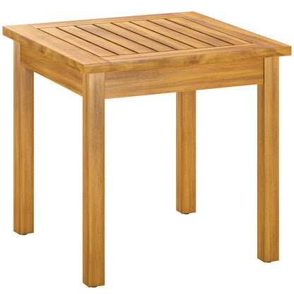 Coffee Table Fully Assembled Patio Side Table Slatted Top Solid Acacia Wood for Indoor Outdoor Natural Wood