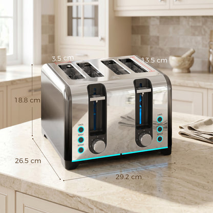 4 Slice Toaster with 7 Browning Levels, Reheat, Defrost and Cancel Functions