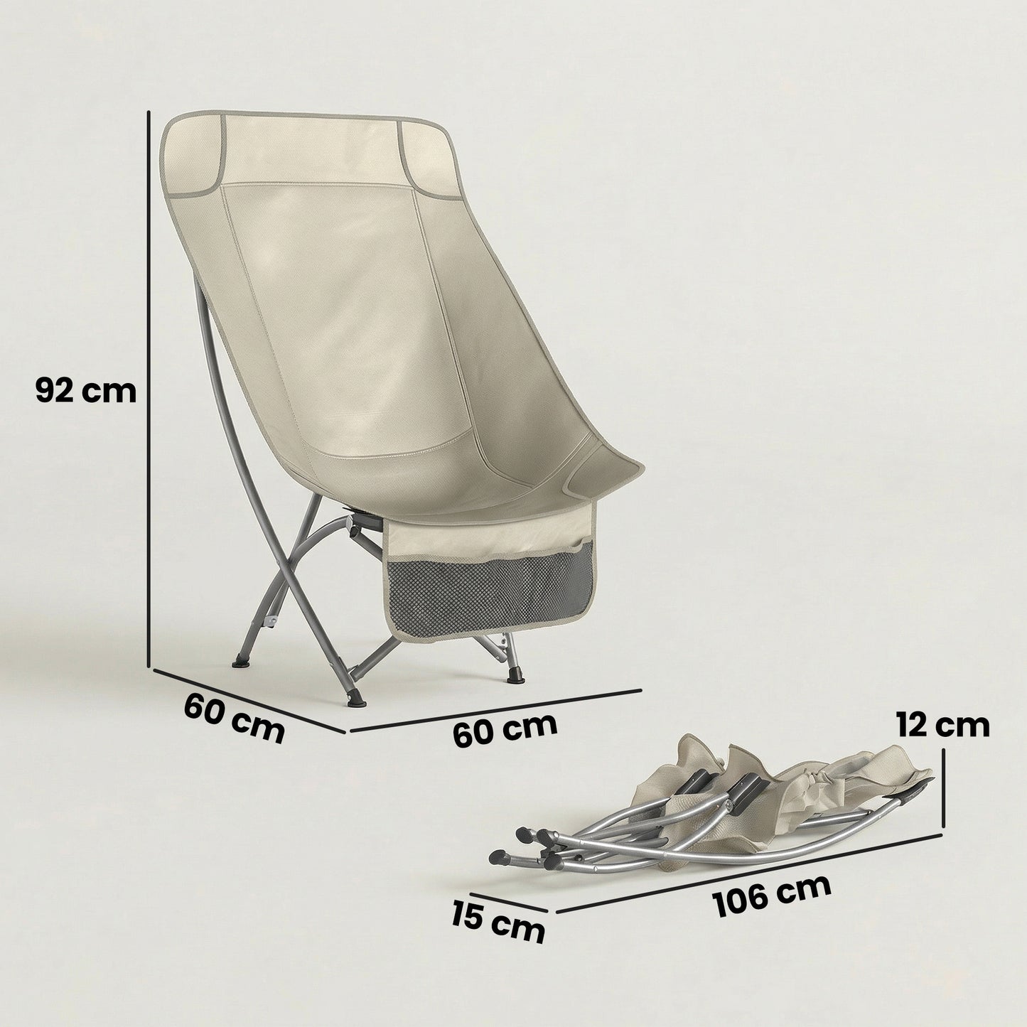 Camping Chair for Adults Heavy Duty Folding Camp Chair with Side Pocket and Carry Bag Khaki