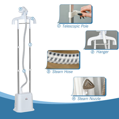 Upright Garment Clothes Steamer with 6 Steam Setting, 45s Fast Heat-up, 1.7L Water Tank and 35g/min steam flow