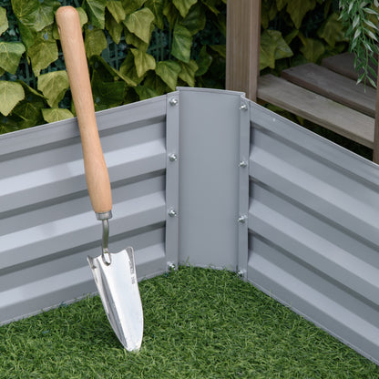 Set of 2 291L Raised Garden Bed, Elevated Galvanised Planter Box for Flowers, Herbs, 100x100x30cm, Grey