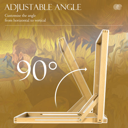 A2 Table Easel, Wooden Drawing Board, Adjustable Desktop Workstation Board for Artists & Crafters