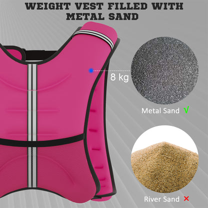 8KG Weighted Vest, Running Weight Vest with Adjustable Strap, Convenient Pocket and Reflective Strips for Men and Women