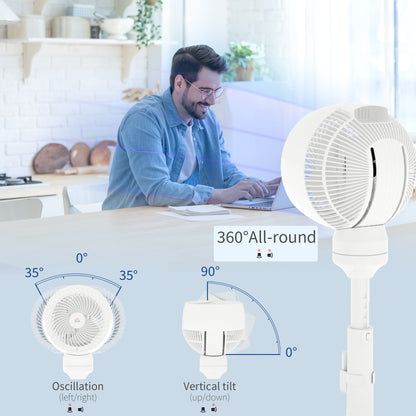 Standing Fan for Bedroom, 28" Pedestal Fan with Remote, 70° Oscillating, 90° Vertical Tilt, 3 Speeds, Adjustable Height