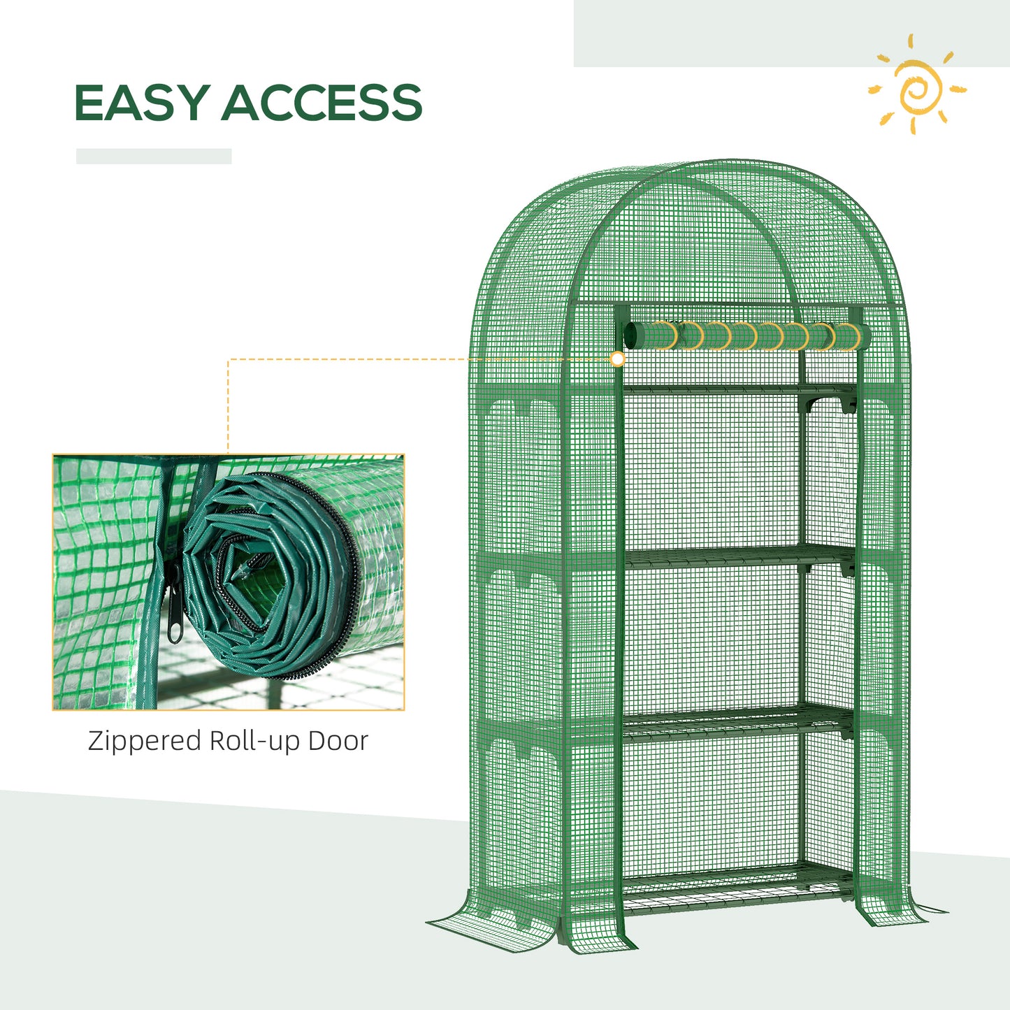 4 Tier Mini Greenhouse for Outdoor, Portable Gardening Plant Green House with Storage Shelf, Roll-Up Zipped Door