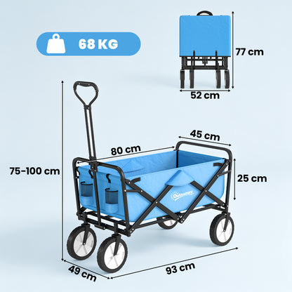 135L Festival Trolley on Wheels, Folding Wagon Camping Trolley Cart with Adjustable Handle, Dual Brakes