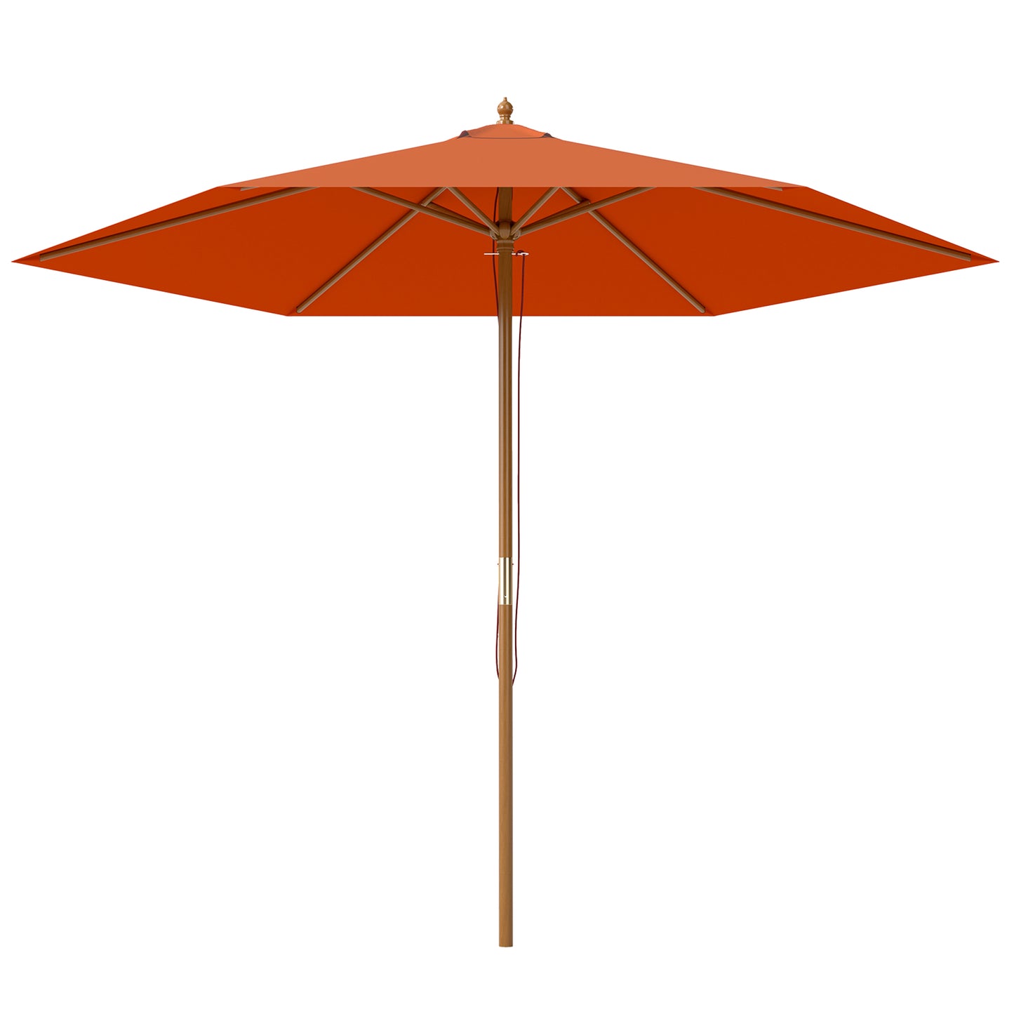 2.5m Wood Garden Parasol Sun Shade Patio Outdoor Wooden Umbrella Canopy, Table Market Umbrella with Vent, 38mm Pole