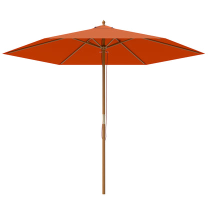 2.5m Wood Garden Parasol Sun Shade Patio Outdoor Wooden Umbrella Canopy, Table Market Umbrella with Vent, 38mm Pole