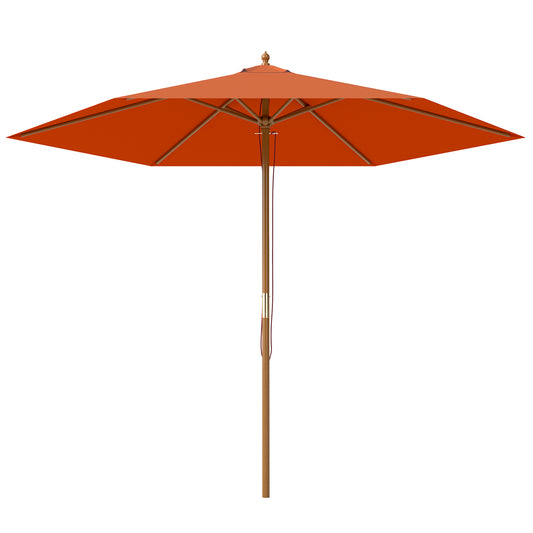 2.5m Wood Garden Parasol Sun Shade Patio Outdoor Wooden Umbrella Canopy, Table Market Umbrella with Vent, 38mm Pole