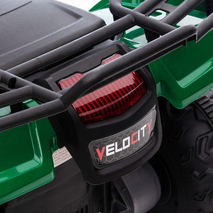 12V Kids Quad Bike with Forward, Reverse Functions, Ride-On ATV w/ Music, LED, Headlights, for Ages 3-5 Years - Green