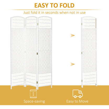 3 Panel Folding Room Divider, Privacy Screen, Paravent Partition Separator for Living Room, Bedroom, White
