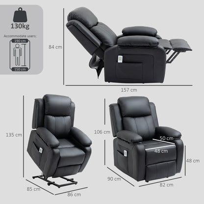 Riser and Recliner Chair with Vibration Massage, PU Leather Power Lift Chair for Elderly, Black