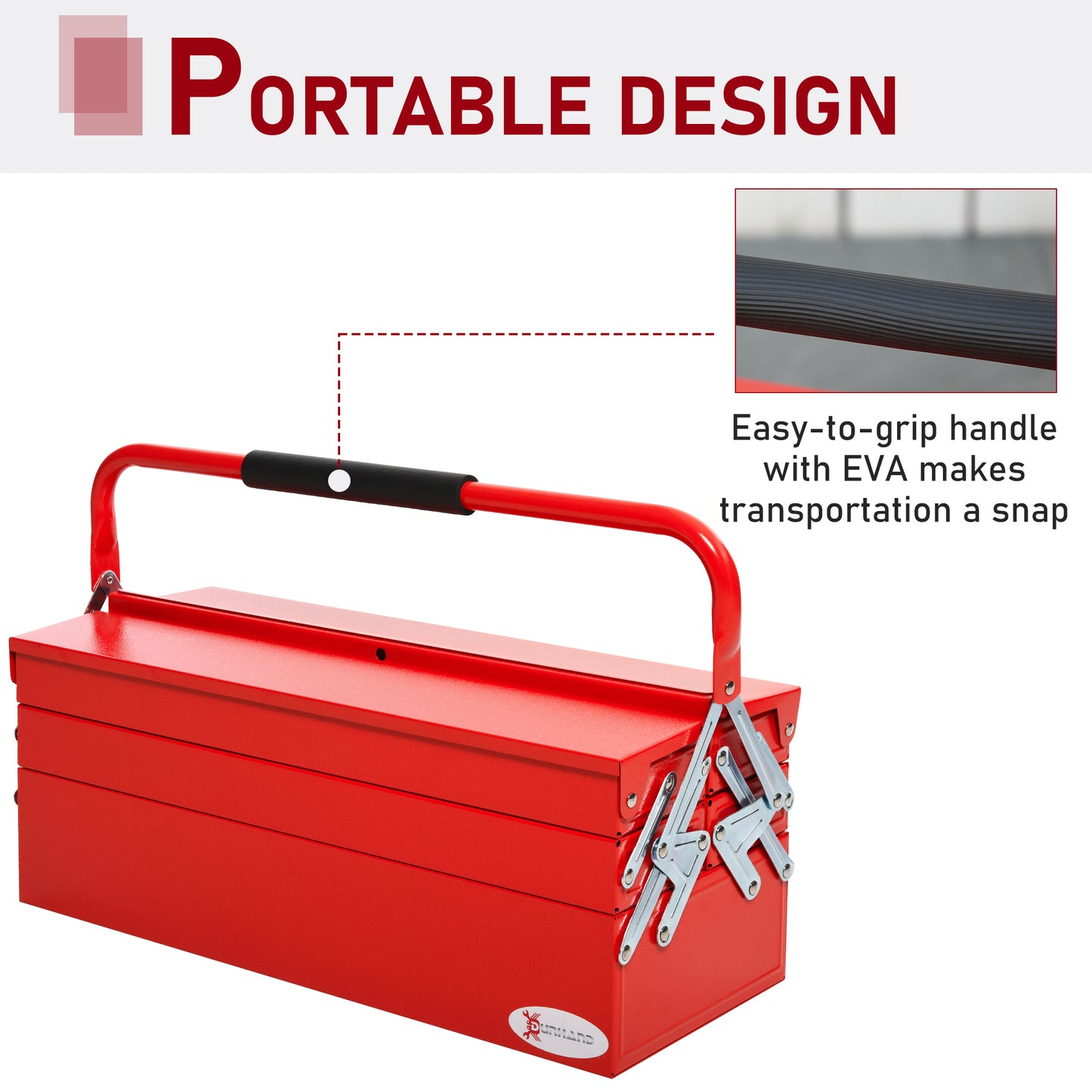 Metal Tool Box 3 Tier 5 Tray Professional Portable Storage Cabinet Workshop Cantilever Toolbox with Carry Handle