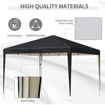 3 x 3M Garden Pop Up Gazebo Height Adjustable Marquee Party Tent Wedding Canopy with Carrying Bag, Black
