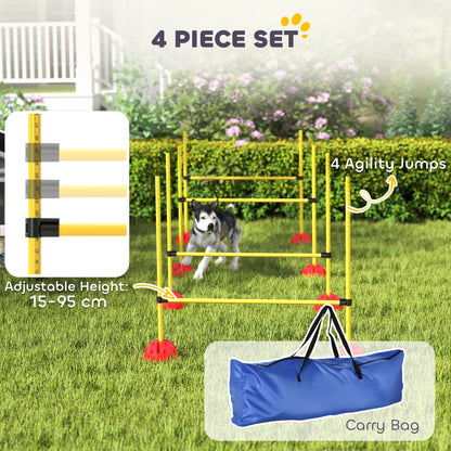 4-piece Dog Agility Equipment with 4 Hurdles, Bag for Jump, Training, Yellow