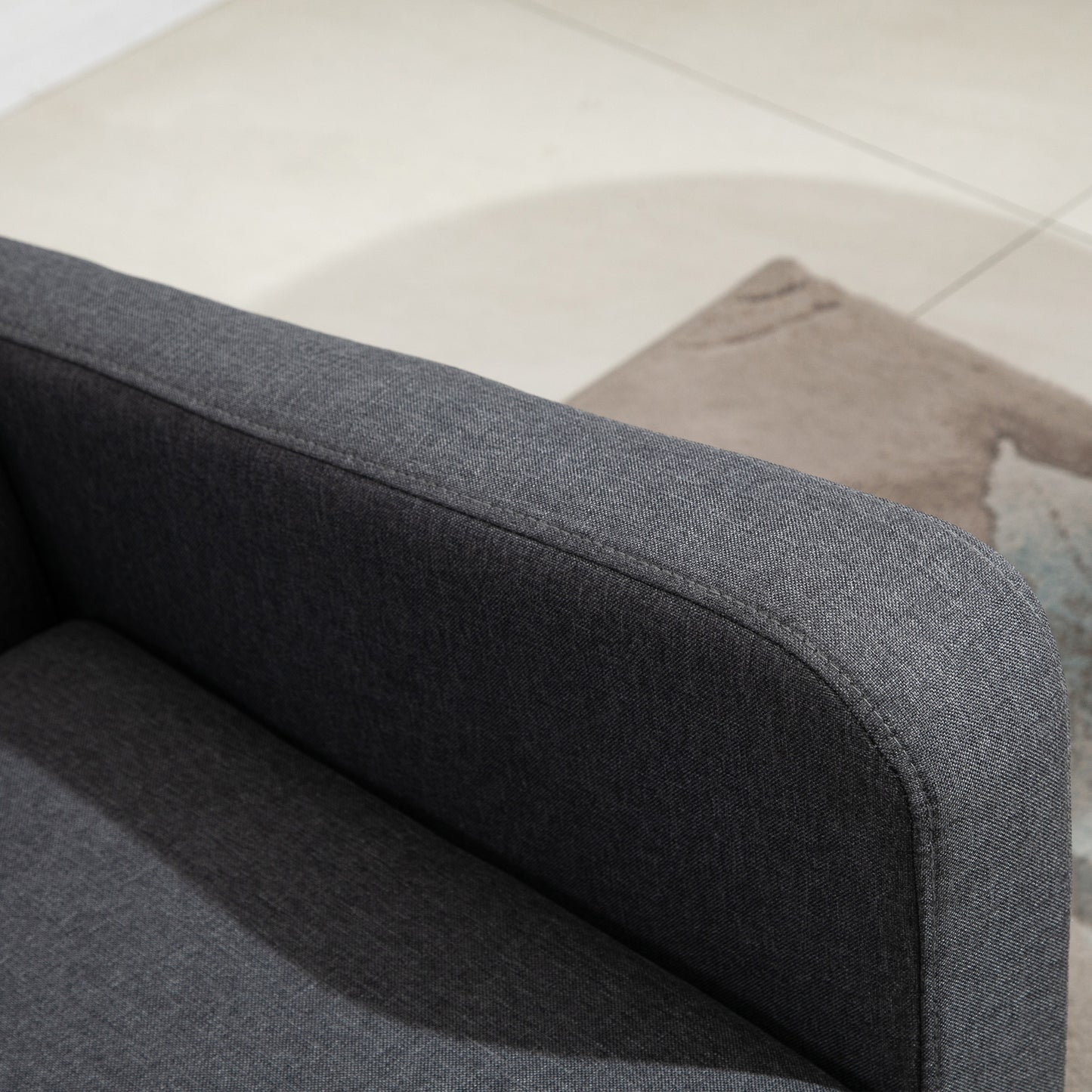 Linen Modern-Curved 2-Seat Sofa Loveseat w/ Thick Cushion Wood Legs Foot Pads Single Compact Home Furniture Grey