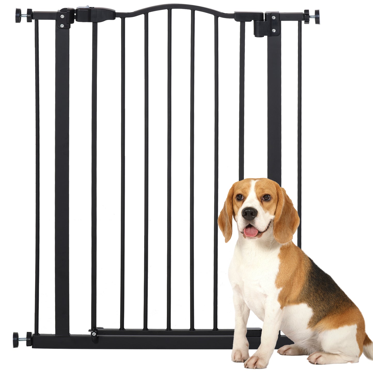 Pressure Fit Dog Stair Gate No Drilling Safety Gate Auto Close for Doorways, Hallways, 74-80cm Adjustable, 94cm Tall, Black