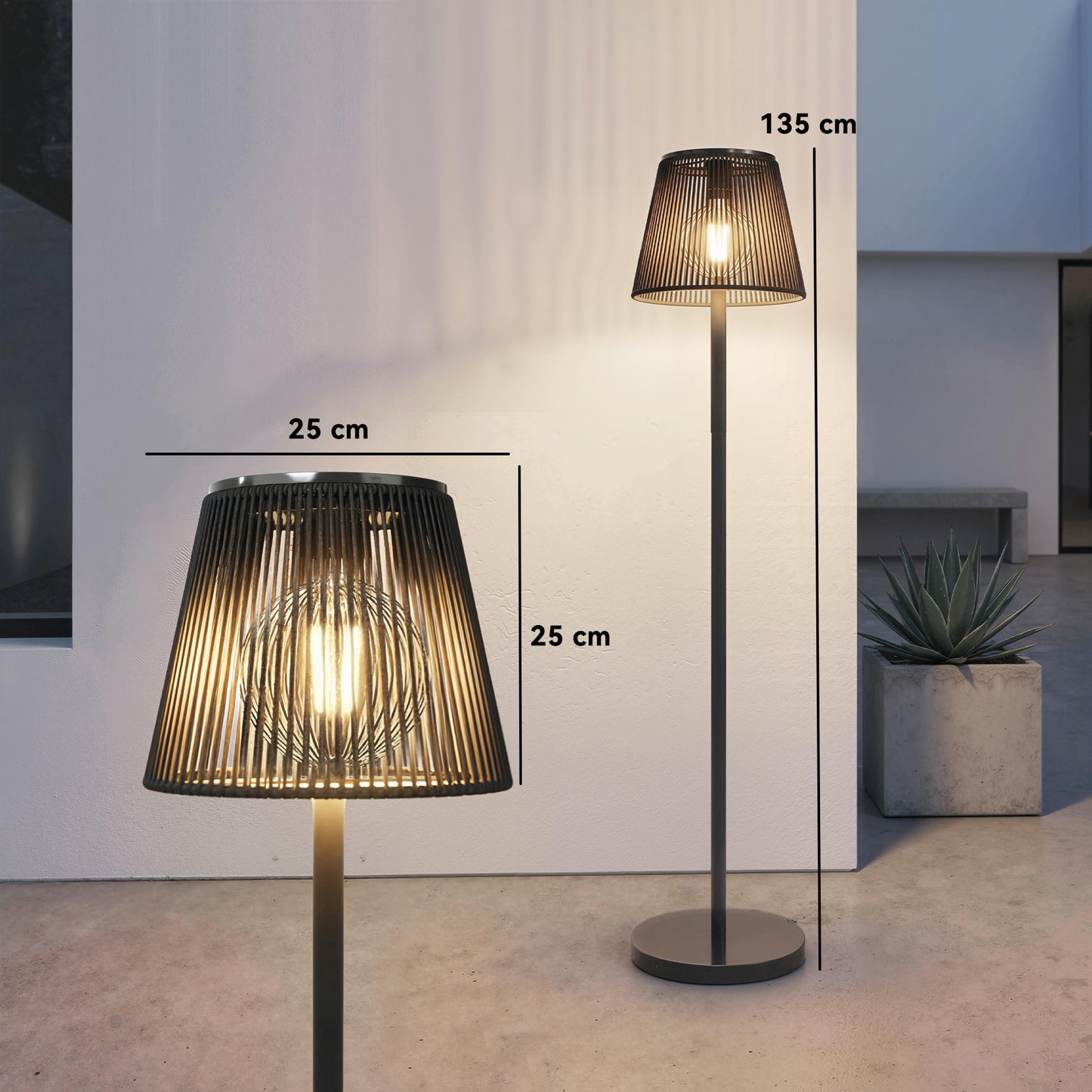 Outdoor Solar Floor Lamp, Adjustable Height Rechargeable Floor Lamp IP44 Waterproof