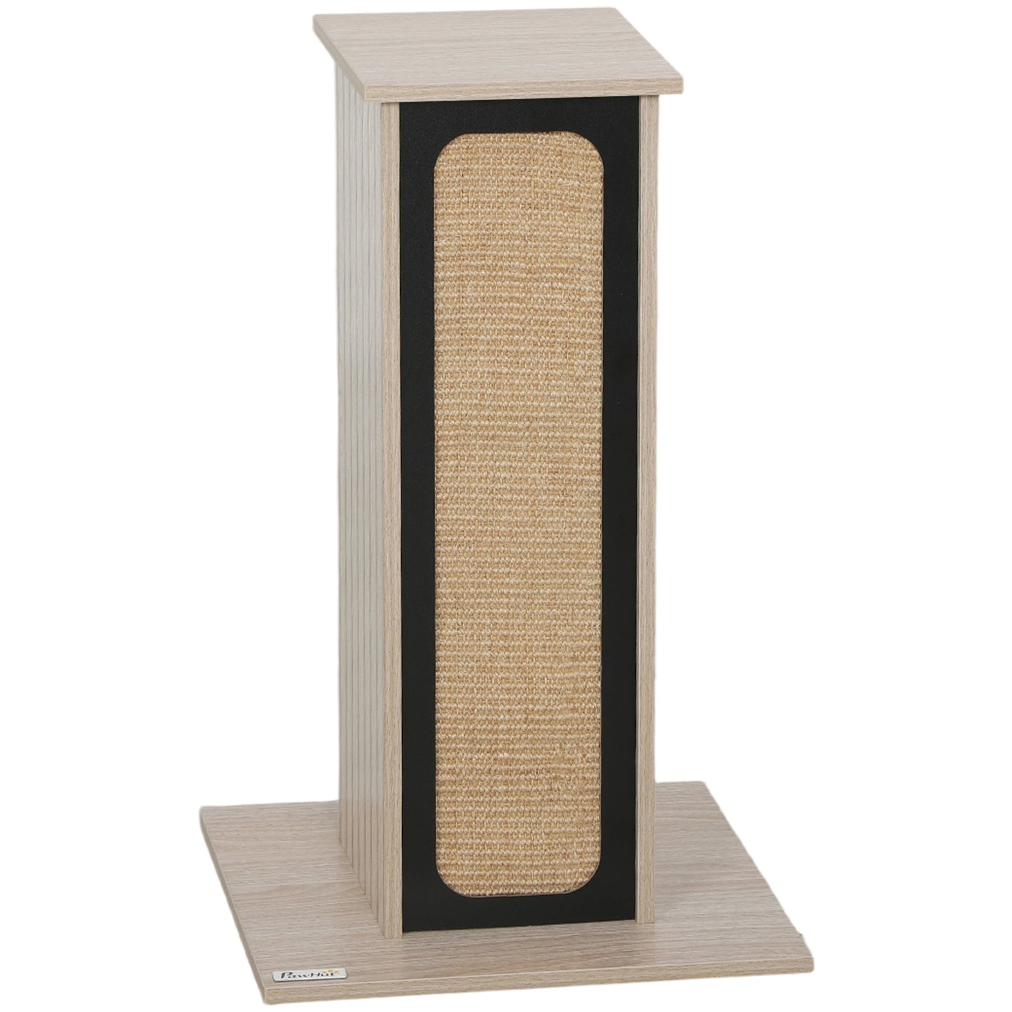 63cm Cat Scratching Post, Cat Scratcher with Replaceable Scratching Board, Top Perch, Sisal Scratch Mat, Oak
