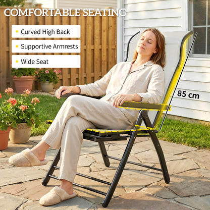 Reclining Garden Chairs Set of 2, 5-Position Folding Sun Loungers with High Back, Retractable Footrest, Light Grey