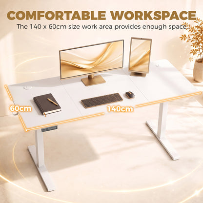72-118cm Adjustable Electric Standing Desk with LED Display - White