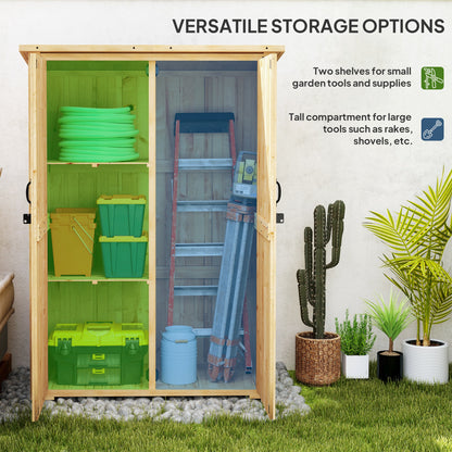 Wooden Garden Storage Shed, Tool Storage Cabinet with Asphalt Roof and 2 Shelves for Garden Tools, Equipment