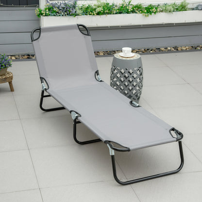 Foldable Sun Lounger with 5-Position Adjustable Backrest, Outdoor Portable Recliner Chaise Lounge Chair