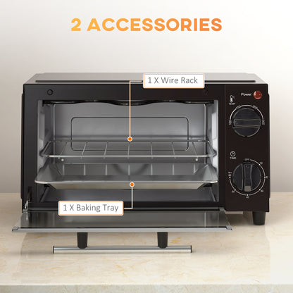 Mini Oven, 9L Countertop Electric Grill, Toaster Oven with Adjustable Temperature, Timer