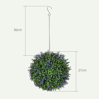 Set of 2 Artificial Plant Topiary Balls, UV-protected Fake Decorative Plants, Purple