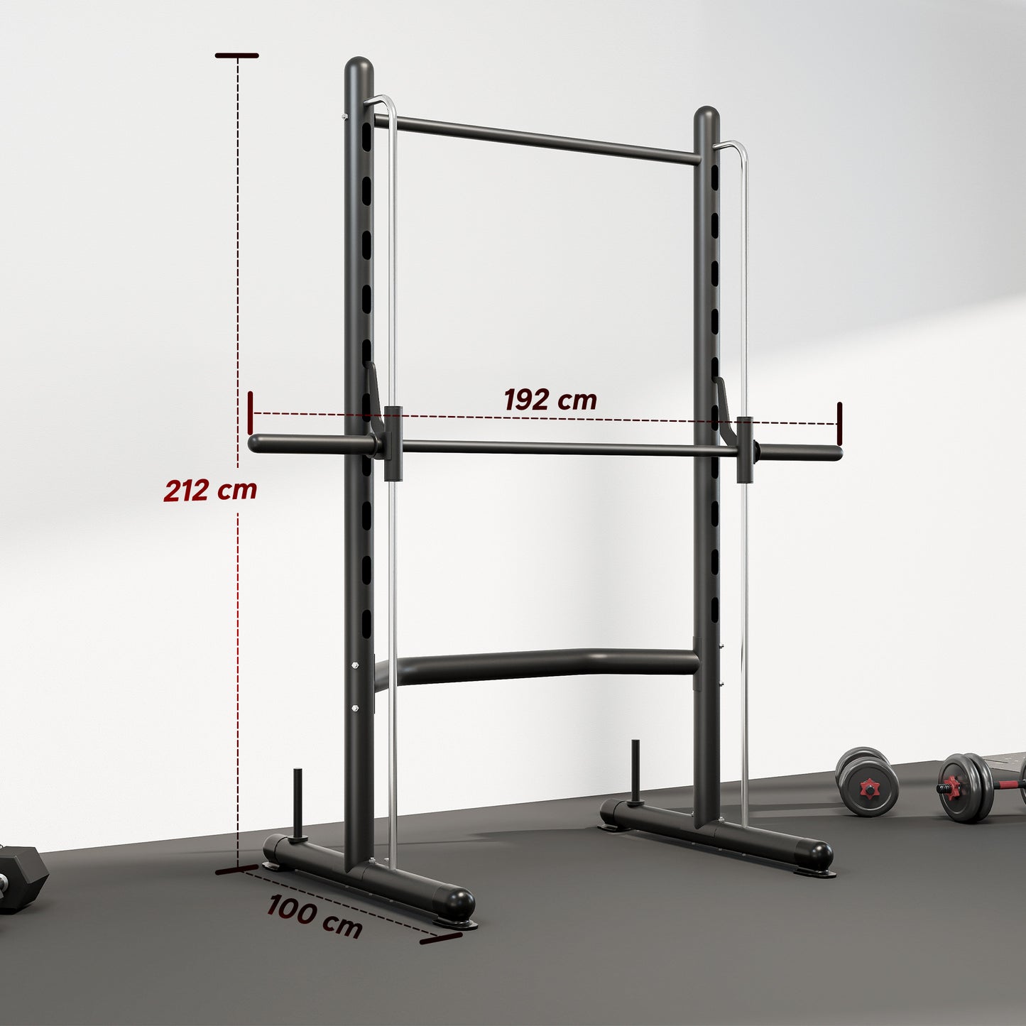 Adjustable Squat Rack, with Pull Up Bar, Barbell Bar for Home Gym